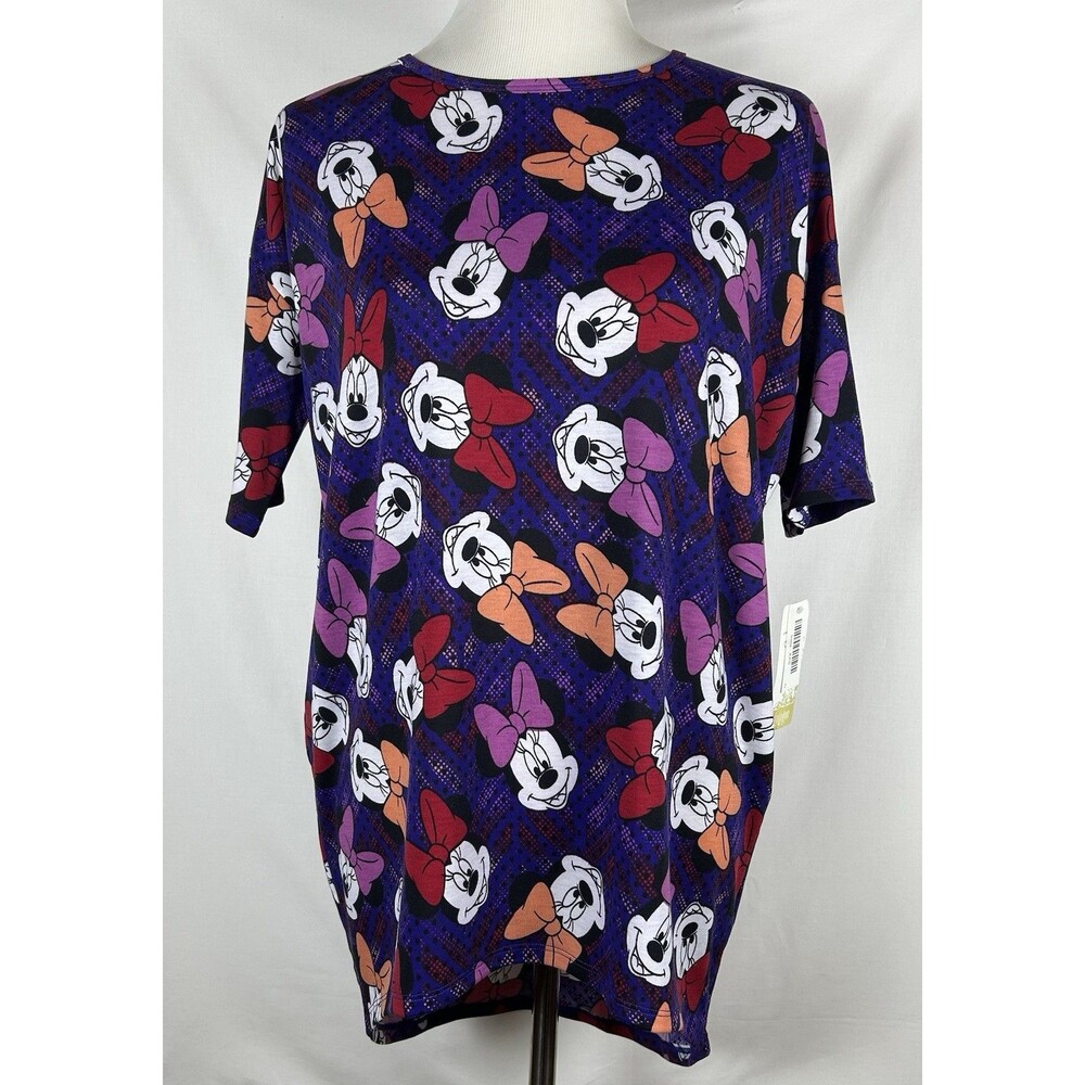 NWT LuLaRoe Disney Irma Tunic Shirt XXS Purple Minnie Mouse High Low Top Women